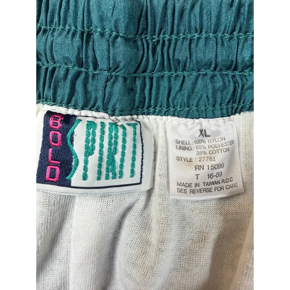 Bold Spirit Vintage 80s Track Pants Womens XL Teal Nylon Windbreaker Joggers - Picture 2 of 11